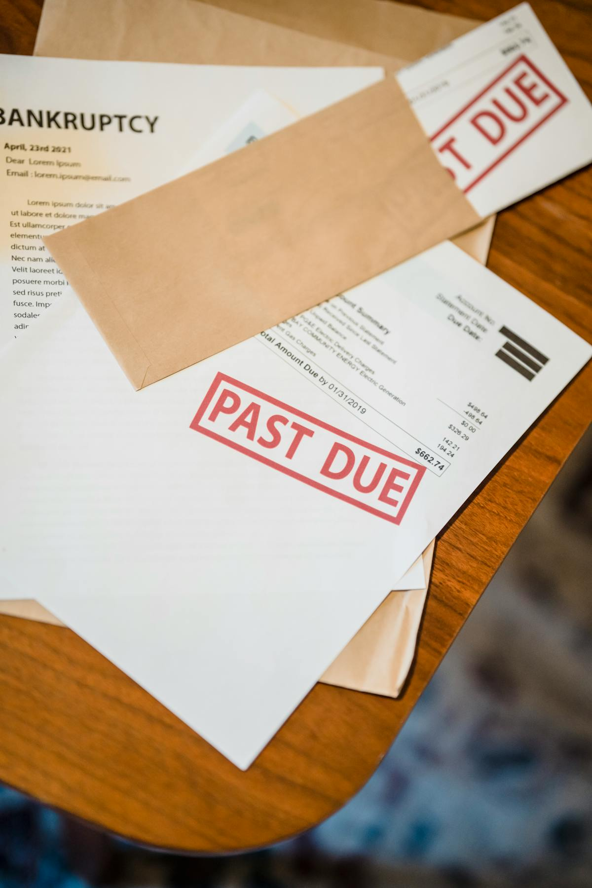 Bankruptcy paperwork and legal documents